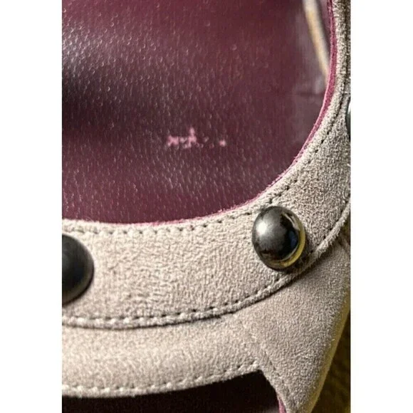 Stuart Weitzman Ratatat Women Suede Stud Sandal Taupe Sz 7.5 4inch Heel Boss Rck - Picture 12 of 12